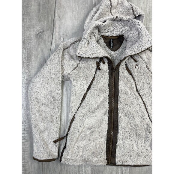 Kuhl Womens Flight High Pile Sherpa Fleece Jacket Size S Stone Hooded Outdoors R - Picture 2 of 9